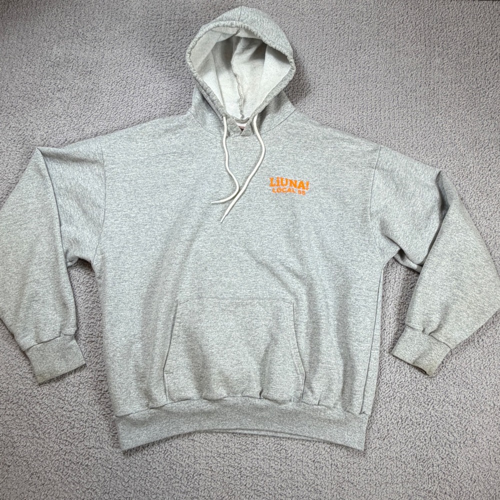 Vintage LiUNA Local 55 Laborers Mens XL Grey Hoodie Made in USA Union Line Work